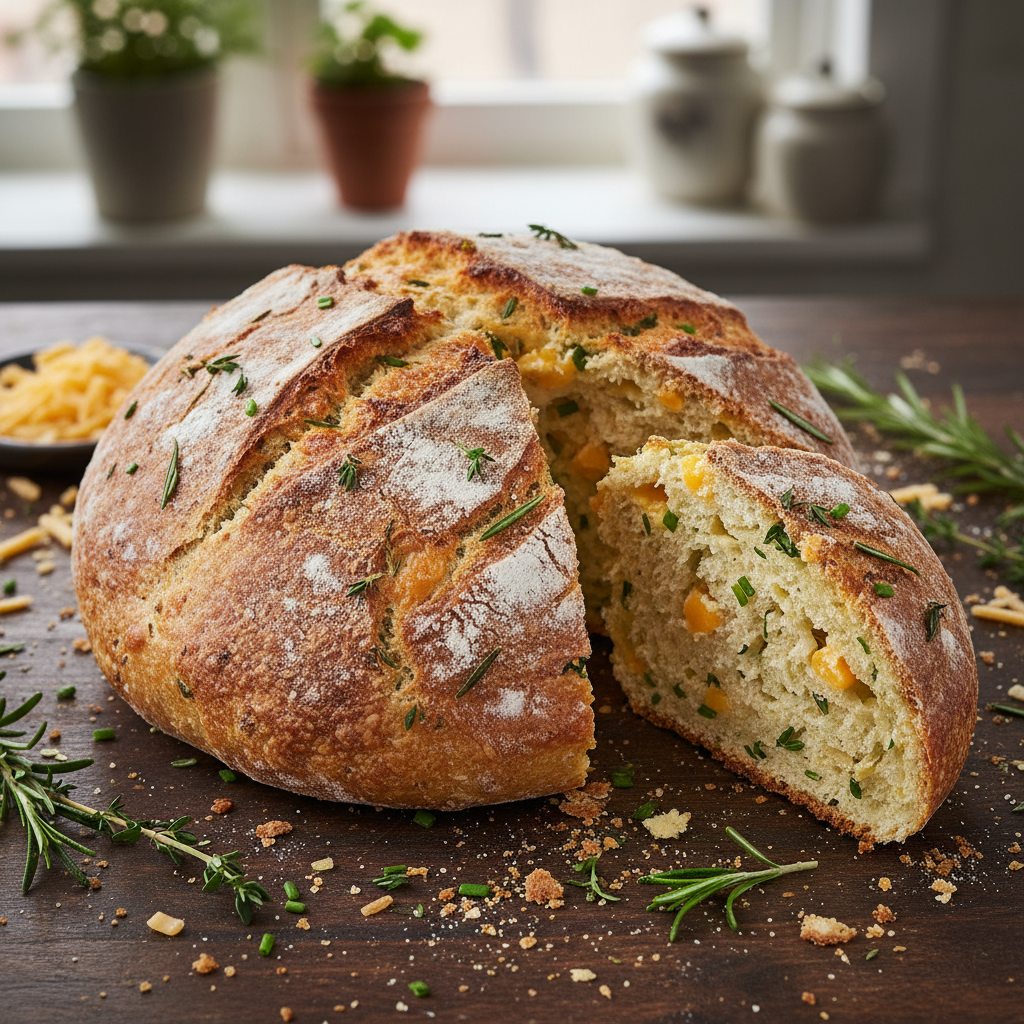 Einfaches Cheddar Kräuter Brot
