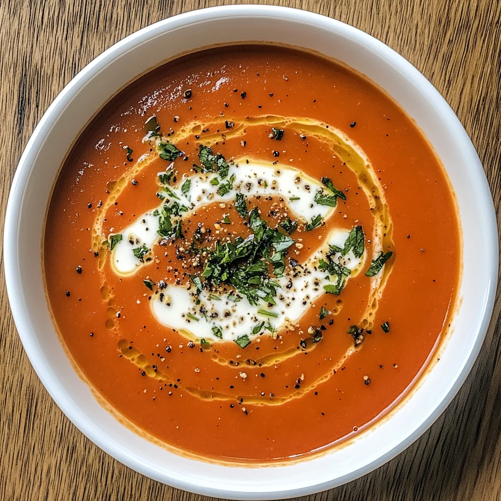 Beste cremige Tomatensuppe mit geröstetem Knoblauch
