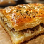 Blätterteig gefüllt mit Hackfleisch und Käse