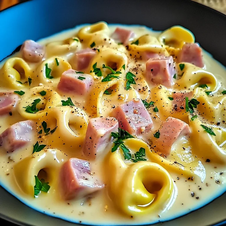 Cremige Tortellini mit Schinken-Käse für die Familie