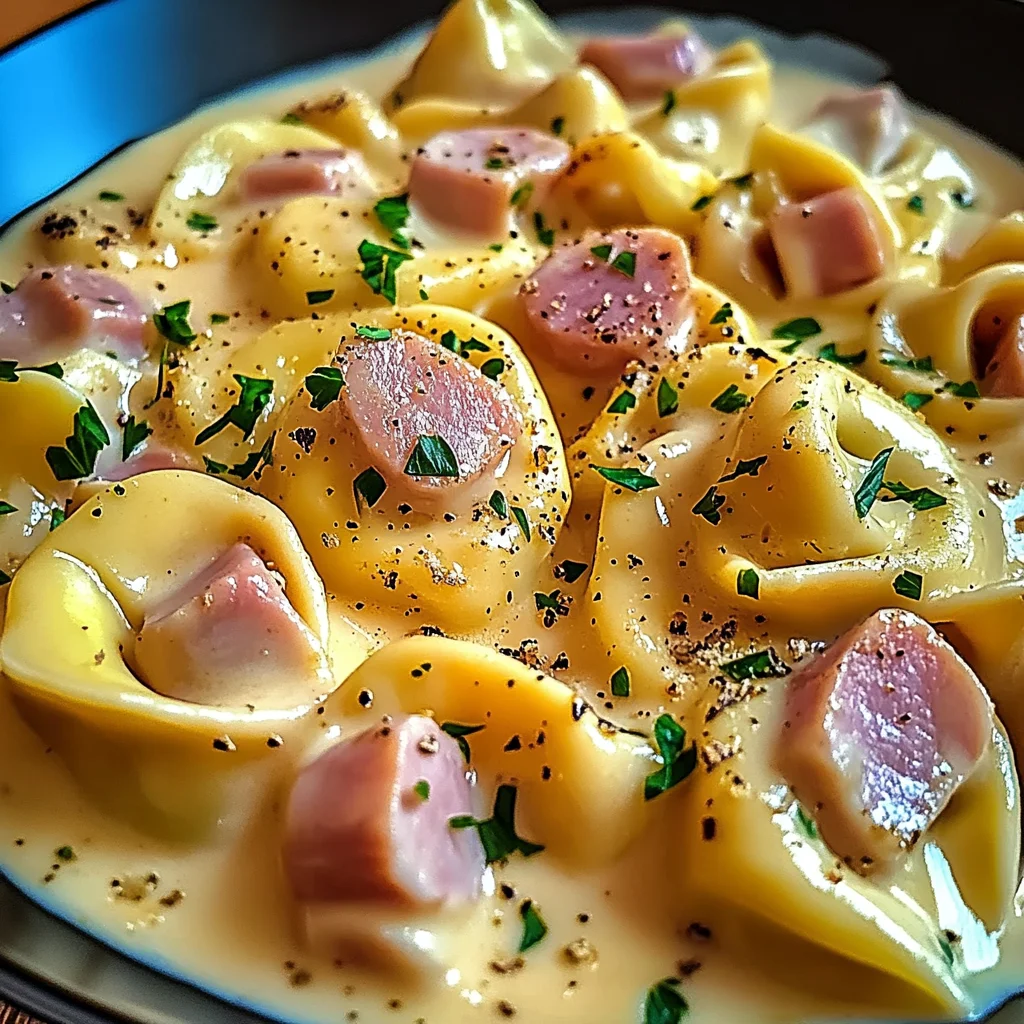 Cremige Tortellini mit Schinken-Käse für die Familie