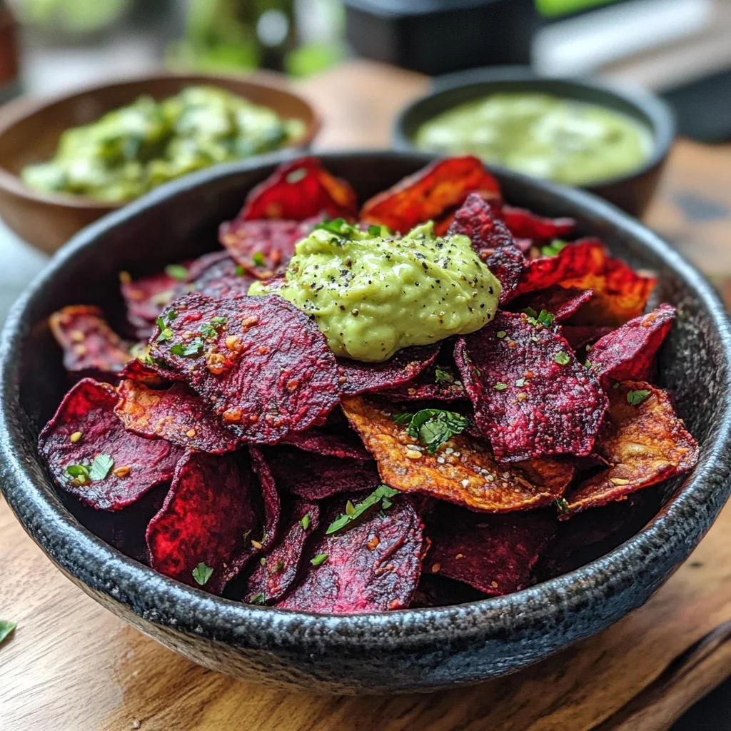 Crispy Rote Bete Chips mit Avocadocreme Dip – Gesund & Lecker!