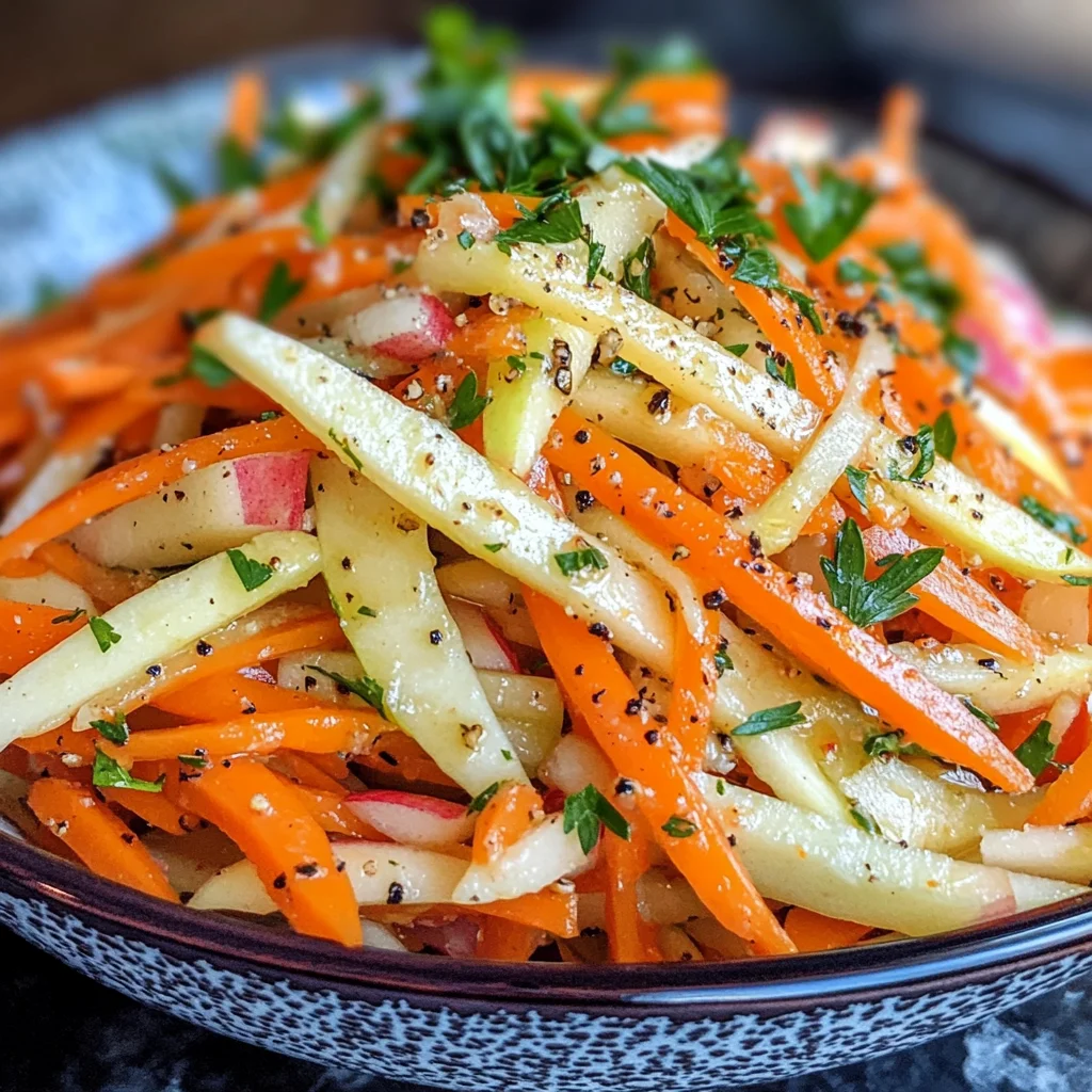 Frischer Kohlrabi Karotten Apfel Salat