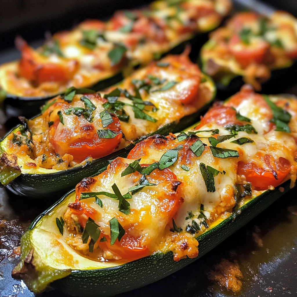 Gefüllte Zucchini mit Mozzarella und Tomaten