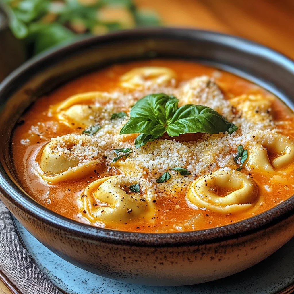 Käse-Tomaten-Tortellini-Suppe: