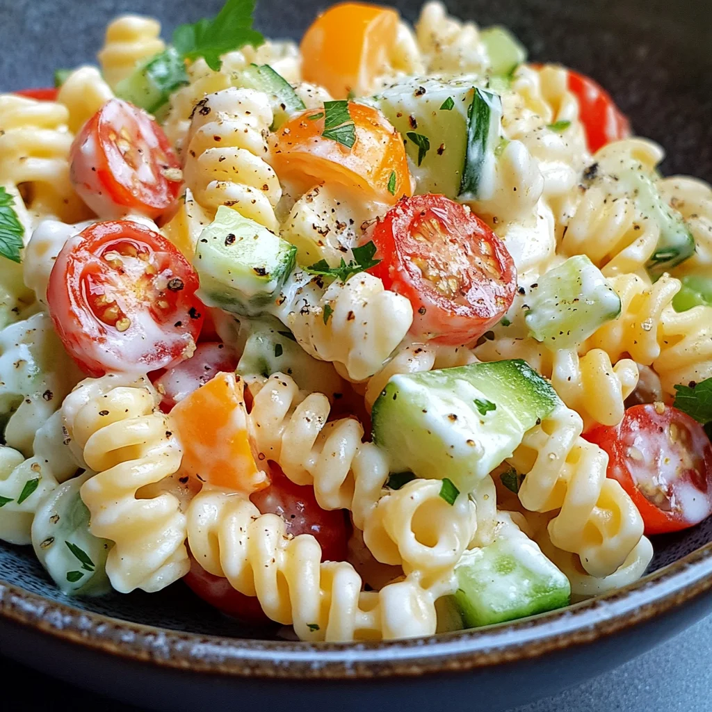 Leichter Nudelsalat mit Joghurt-Dressing