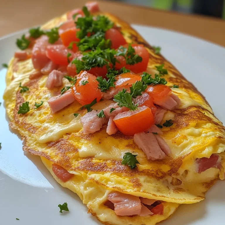 Omelette mit Schinken, Käse und Tomaten