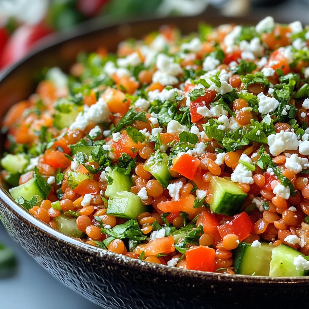 Orientalischer Rote Linsen Salat mit Feta