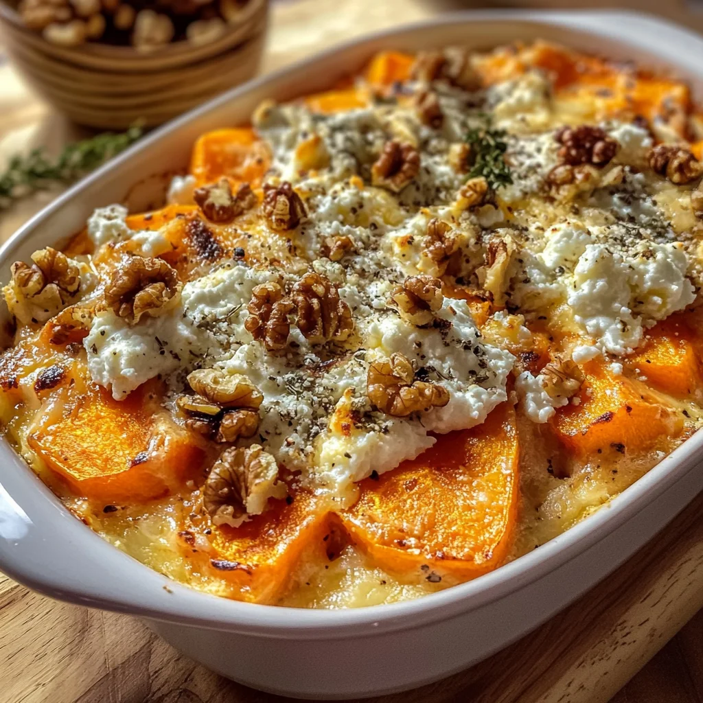 Süßkartoffelgratin mit Feta