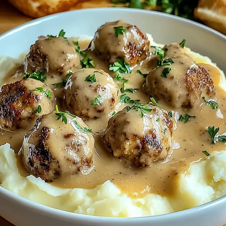 Unwiderstehliche Hackbällchen in cremiger Sauce mit Kartoffelpüree