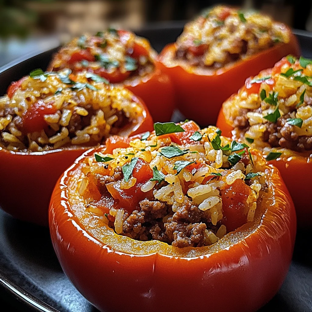 gefüllte Paprika mit Hackfleisch und Reis